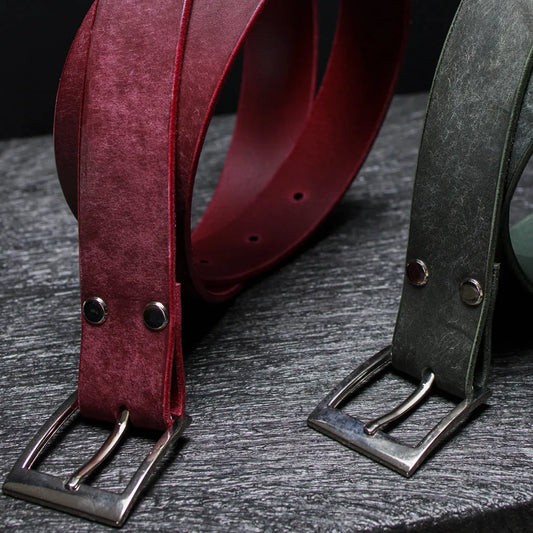 Męski pasek do spodni ze skóry Maya - Green/Bordo – CraftPoint