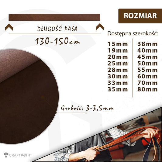 Pas ze skóry naturalnej 3,0-3,5mm, 140cm, 15-80mm - Ciemny brąz – CraftPoint