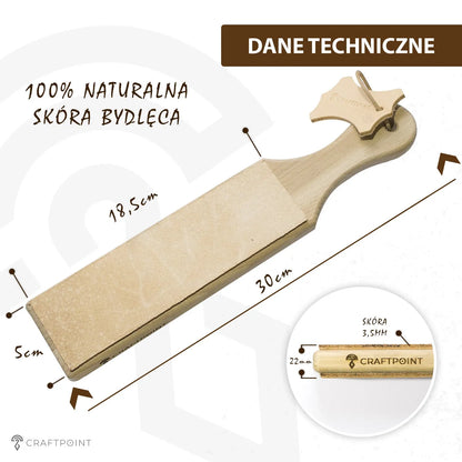 Dwustronny strop skórzany do ostrzenia narzędzi i noży CraftPoint – CraftPoint