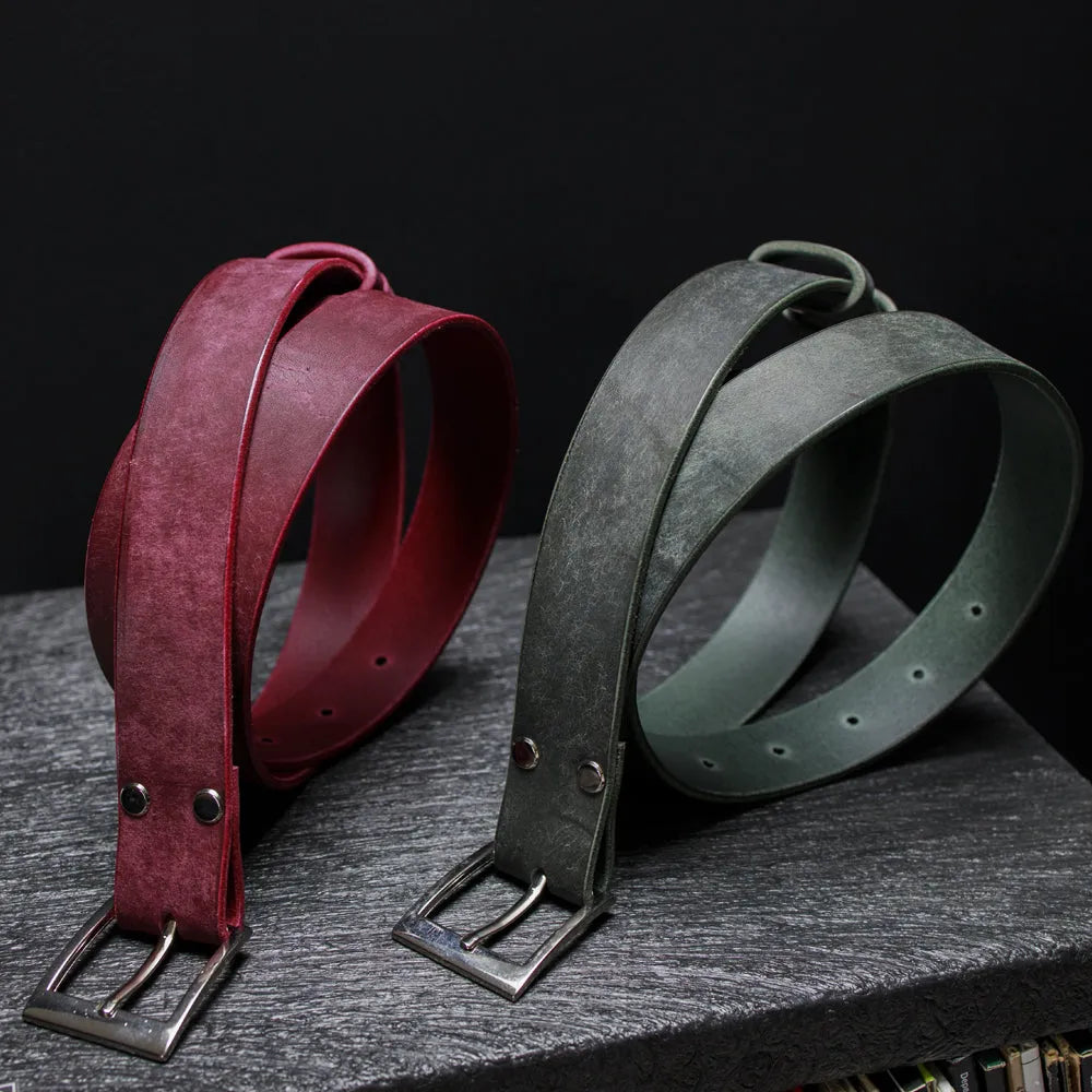 Męski pasek do spodni ze skóry Maya - Green/Bordo – CraftPoint