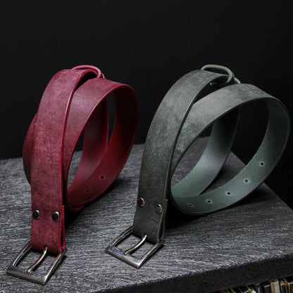 Męski pasek do spodni ze skóry Maya - Green/Bordo – CraftPoint