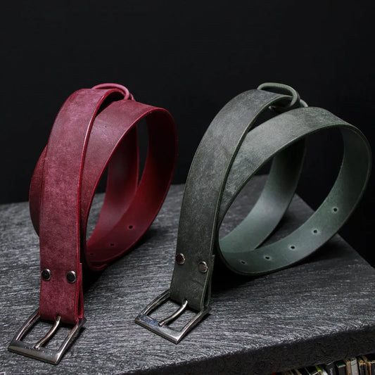 Męski pasek do spodni ze skóry Maya - Green/Bordo – CraftPoint