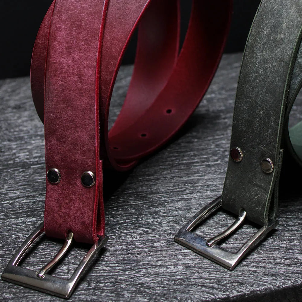 Męski pasek do spodni ze skóry Maya - Green/Bordo – CraftPoint