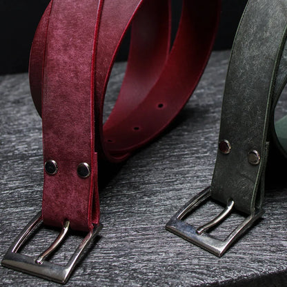 Męski pasek do spodni ze skóry Maya - Green/Bordo – CraftPoint