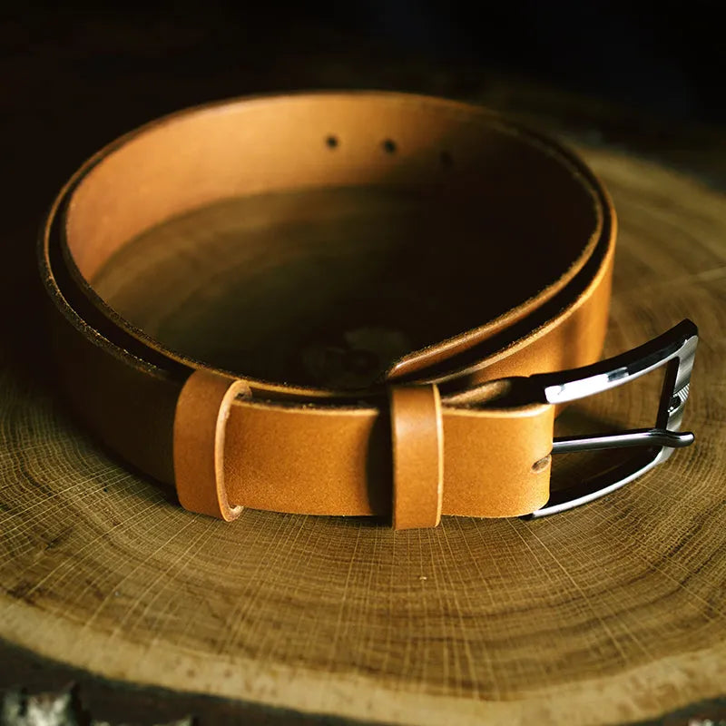 Męski pasek do spodni ze skóry naturalnej - koniakowy – CraftPoint