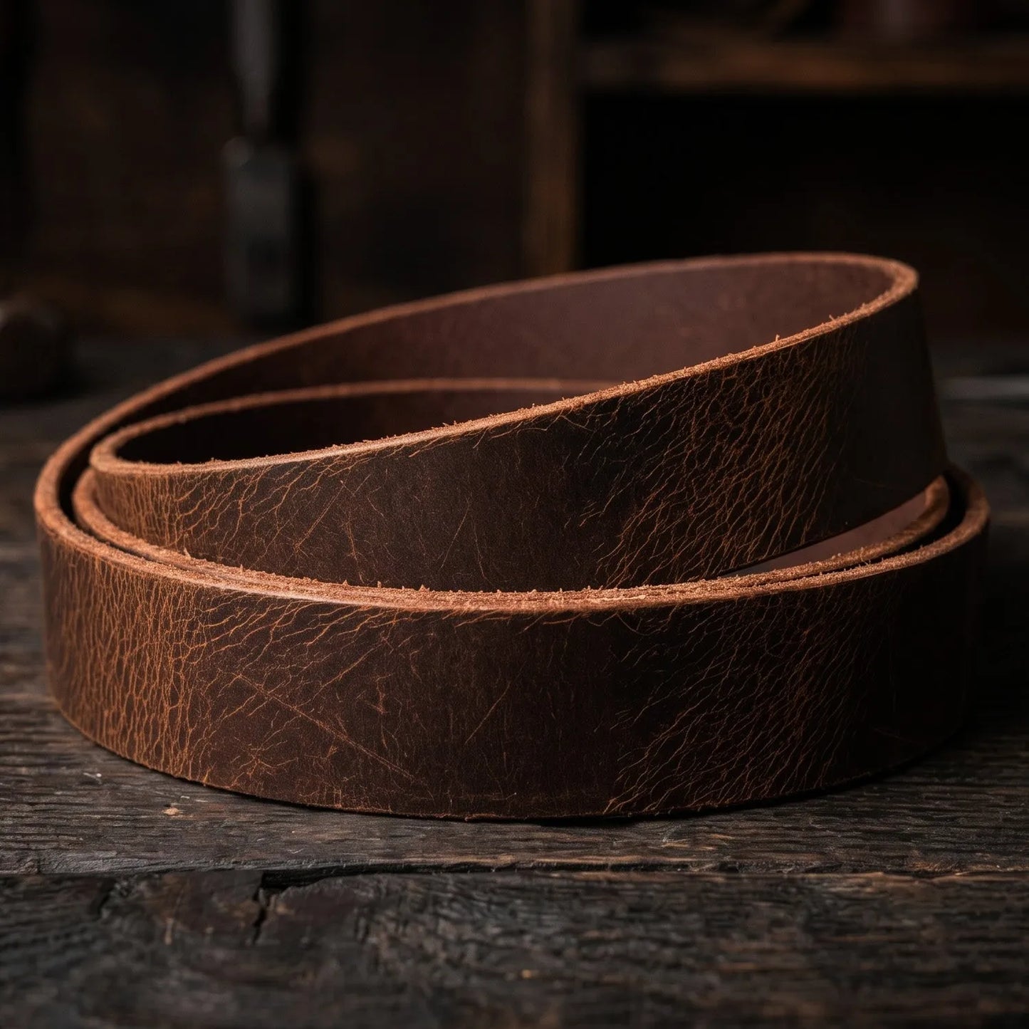 Pas ze skóry Buffalo - Handwax - 3,5-4mm, 140cm, 33/38mm - Brąz – CraftPoint