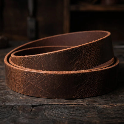 Pas ze skóry Buffalo - Handwax - 3,5-4mm, 140cm, 33/38mm - Brąz – CraftPoint