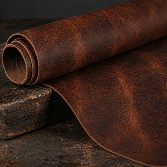 Pas ze skóry Buffalo - Handwax - 3,5-4mm, 140cm, 33/38mm - Koniak – CraftPoint