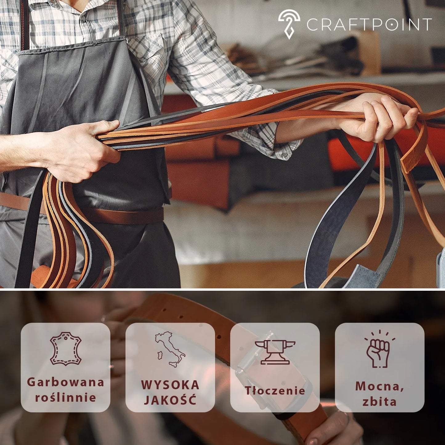 Pas ze skóry naturalnej 3,0-3,5mm, 140cm, 15-80mm - Biały – CraftPoint