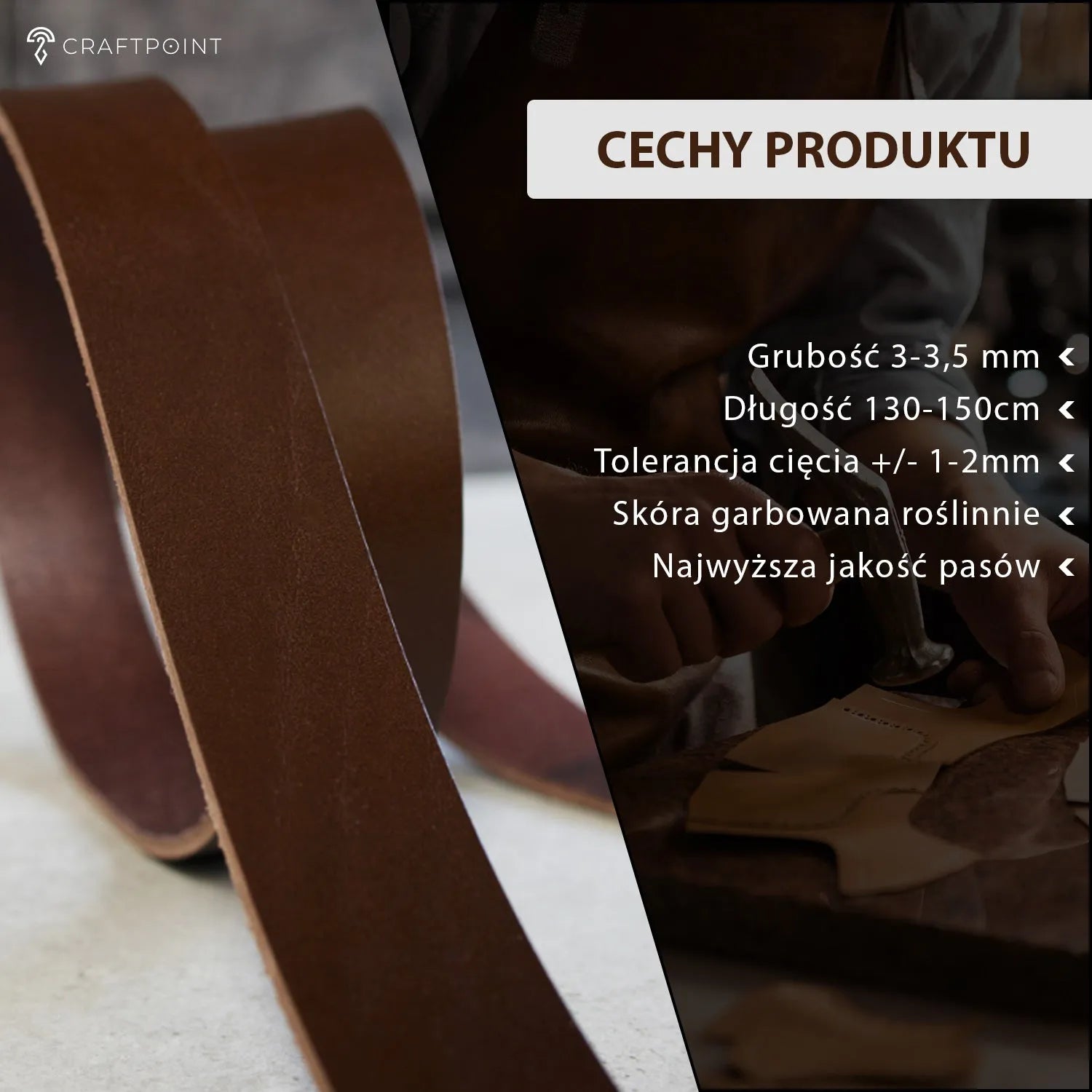 Pas ze skóry naturalnej 3,0-3,5mm, 140cm, 15-80mm - Ciemny brąz – CraftPoint