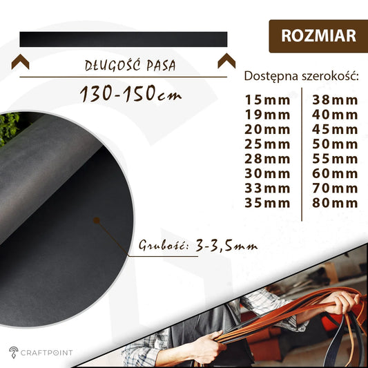 Pas ze skóry naturalnej 3,0-3,5mm, 140cm, 15-80mm - Czarny – CraftPoint