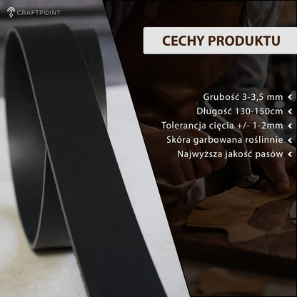 Pas ze skóry naturalnej 3,0-3,5mm, 140cm, 15-80mm - Czarny – CraftPoint