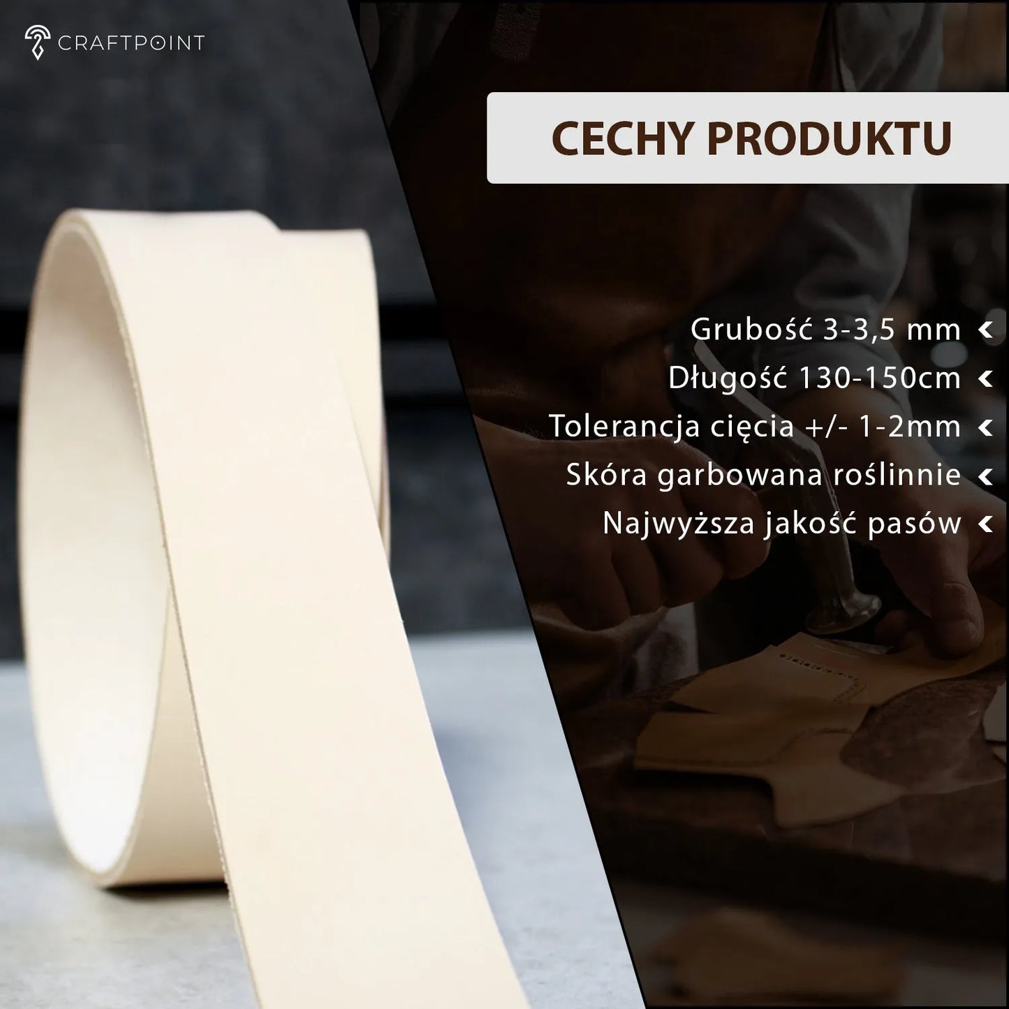 Pas ze skóry naturalnej 3-3,5mm, 140cm, 15-80mm – CraftPoint