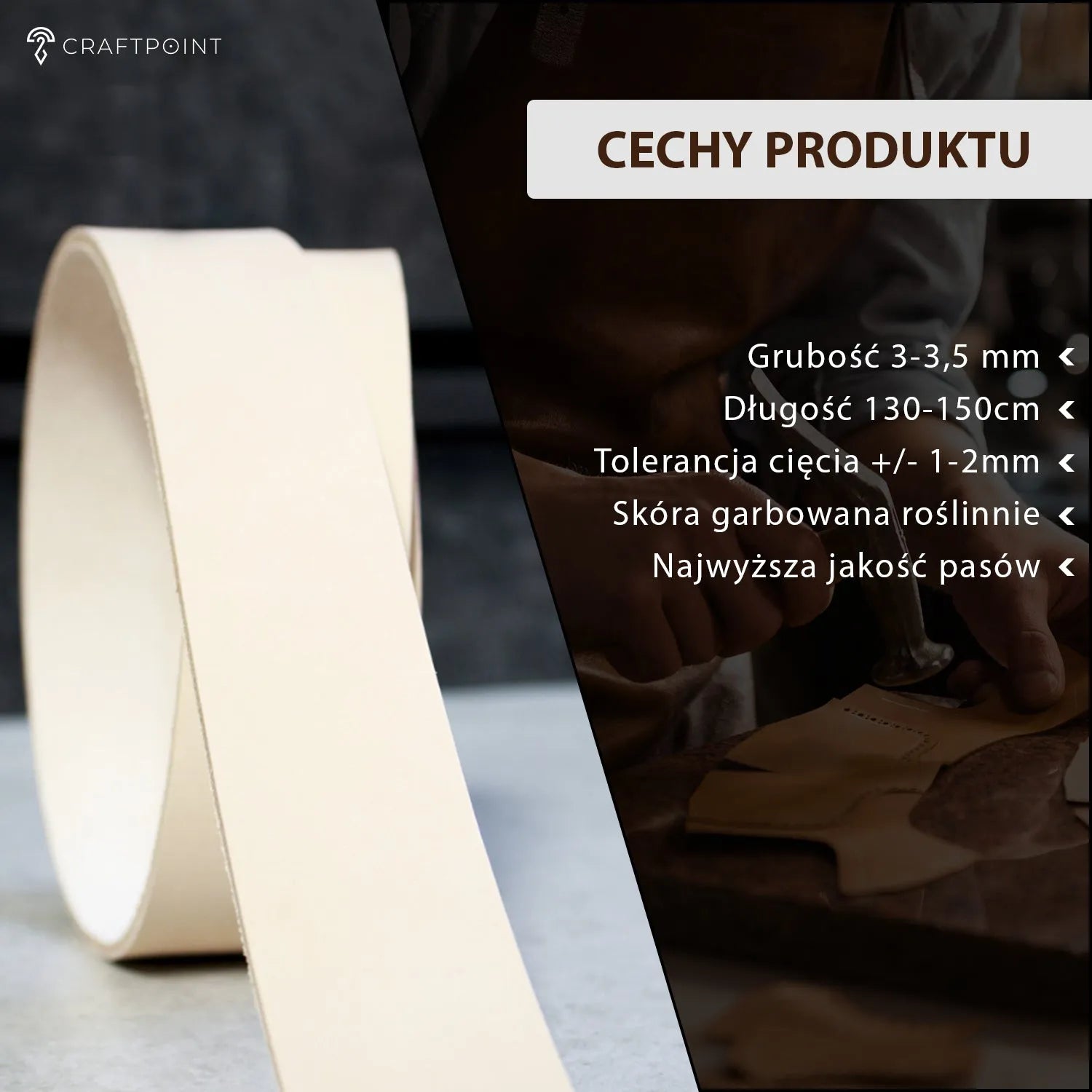 Pas ze skóry naturalnej 3-3,5mm, 140cm, 15-80mm – CraftPoint