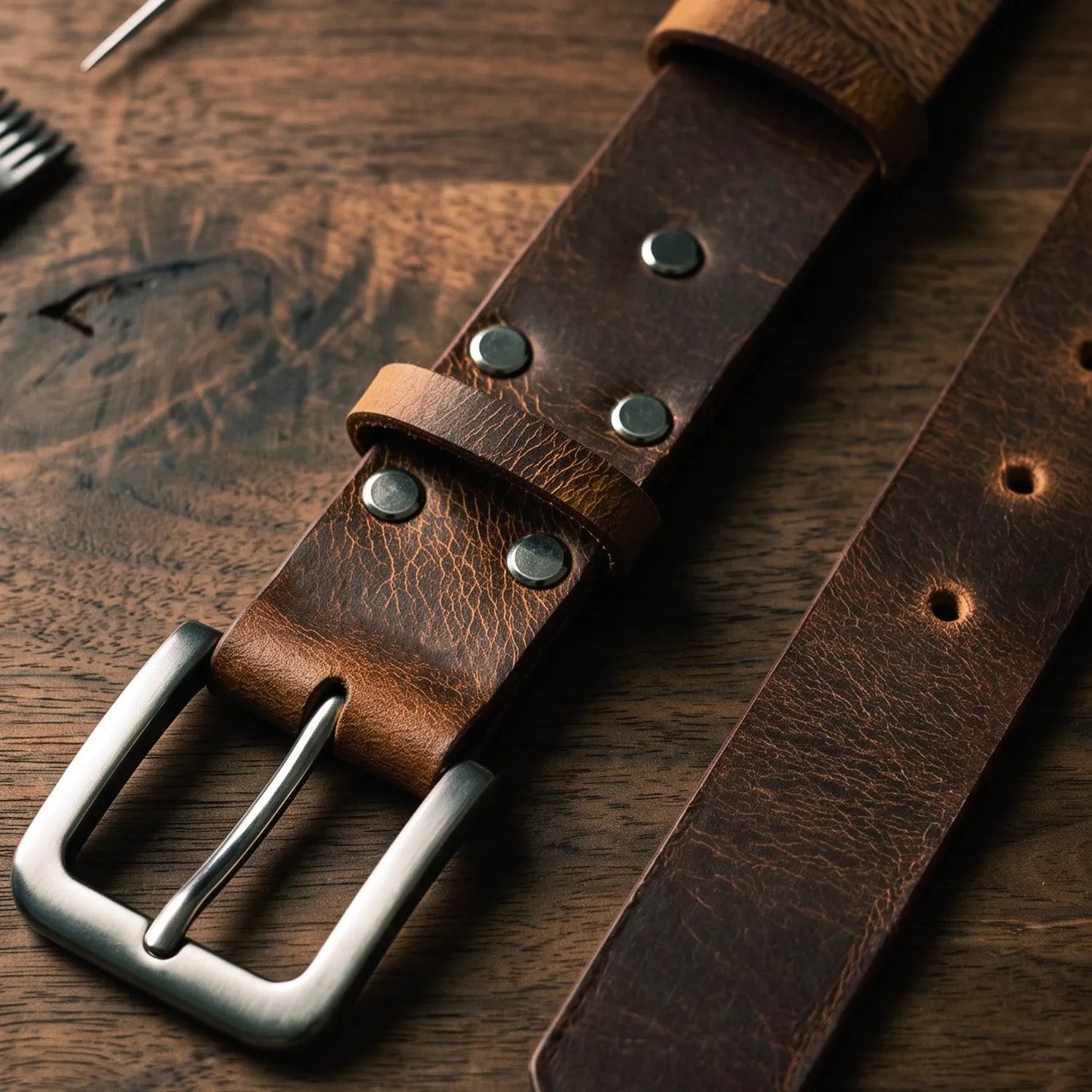 Pasek ze skóry naturalnej Buffalo: model Bushcraft – 3,5-4mm – CraftPoint