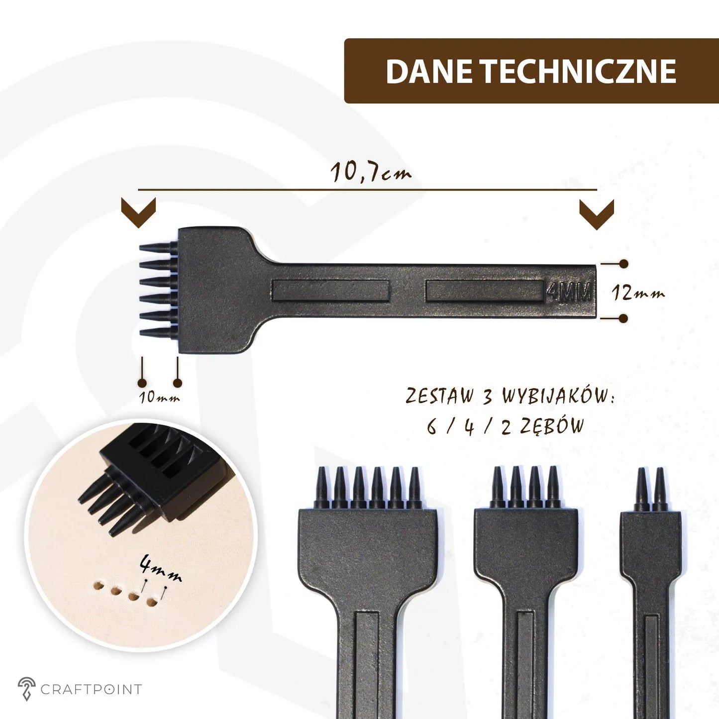 Wybijaki do otworów pod szew 4mm - okrągłe otwory 1mm – CraftPoint