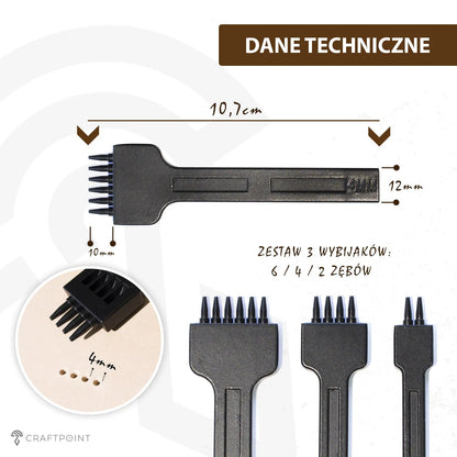 Wybijaki do otworów pod szew 4mm - okrągłe otwory 1mm – CraftPoint