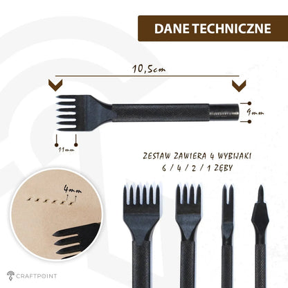 Wybijaki do otworów pod szew 4mm - zestaw 4 sztuk – CraftPoint